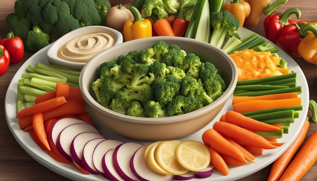 raw vegetables with hummus